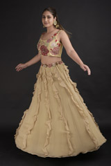 Beige Embroidered Top Bottom Set234_video