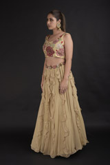 Beige Embroidered Top Bottom Set_DTR2617