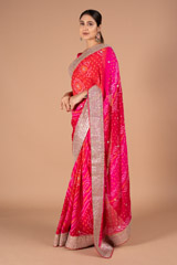 Crimson Gora Bandhej SareeDSC01002
