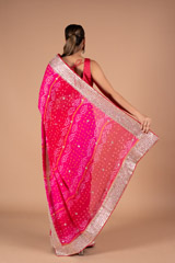 Crimson Gora Bandhej SareeDSC01006