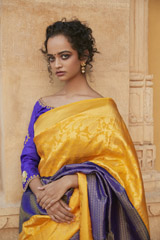 Yellow And Blue Silk Saree2
