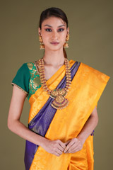 Yellow And Blue Silk SareeDSC03746