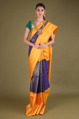 Yellow And Blue Silk SareeDSC03747