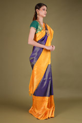Yellow And Blue Silk SareeDSC03749