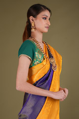 Yellow And Blue Silk SareeDSC03750