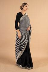 Black And Grey Handwoven Silk SareeDSC00969