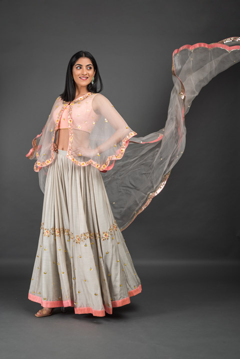 Grey Embellished Lehenga