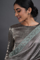 Katdana Embroidered Jacket Blouse And SareeADL01204