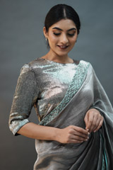 Katdana Embroidered Jacket Blouse And SareeADL01242