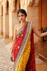 Red And Yellow Gota Bandhej Saree2