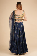 3 Tier Navy Blue LehengaDSC01732