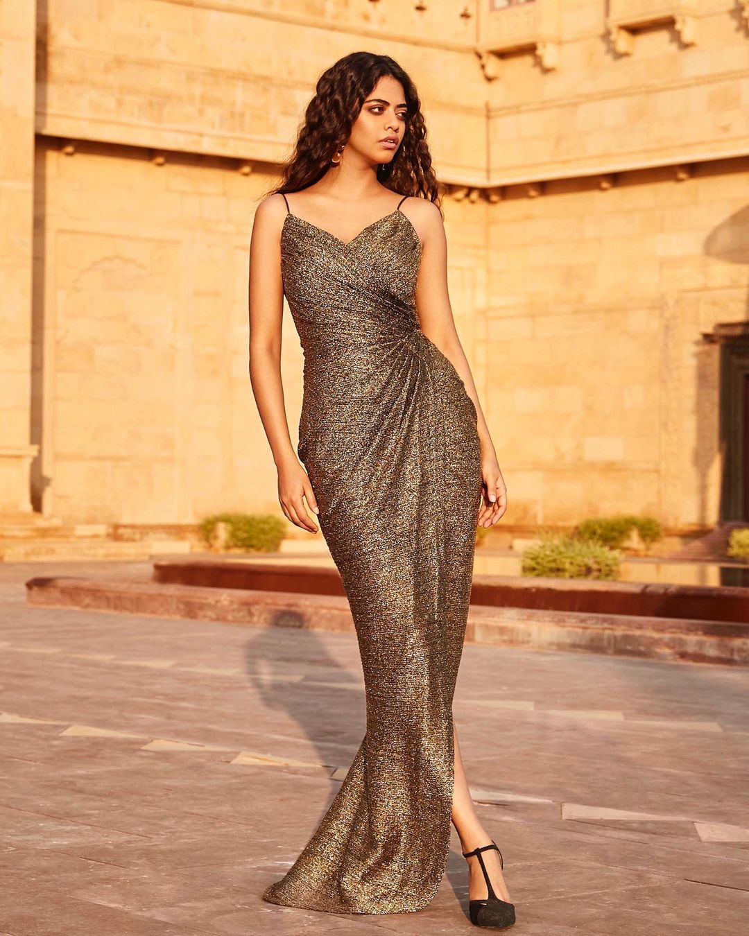 Golden Slit Gown3