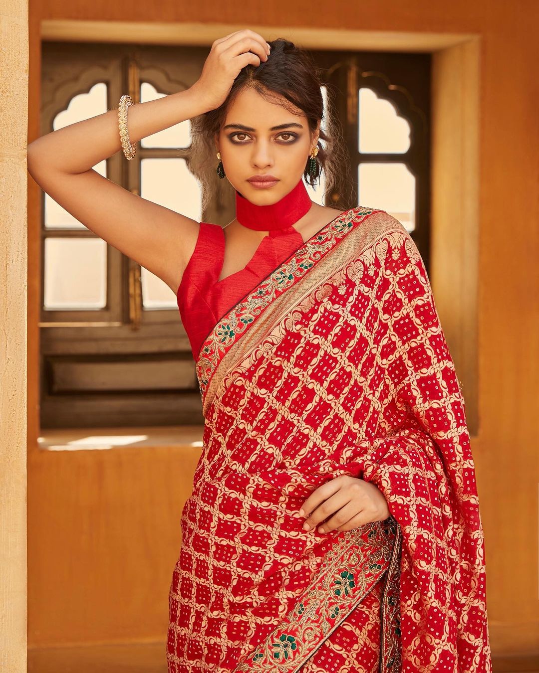 Maron Gota Bhandej Saree4