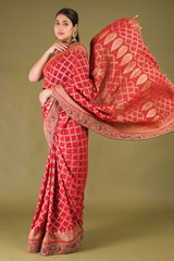 Maron Gota Bhandej SareeDSC05878