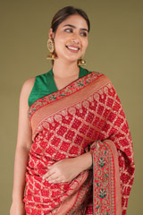 Maron Gota Bhandej SareeDSC05880