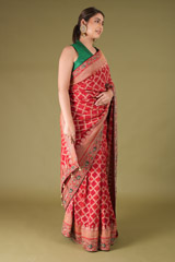 Maron Gota Bhandej SareeDSC05883