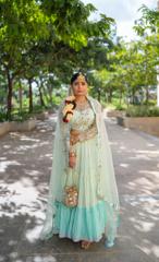 3 Tier Mint Gather Lehenga1
