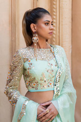 3 Tier Mint Gather Lehenga_DSC6772-Edit