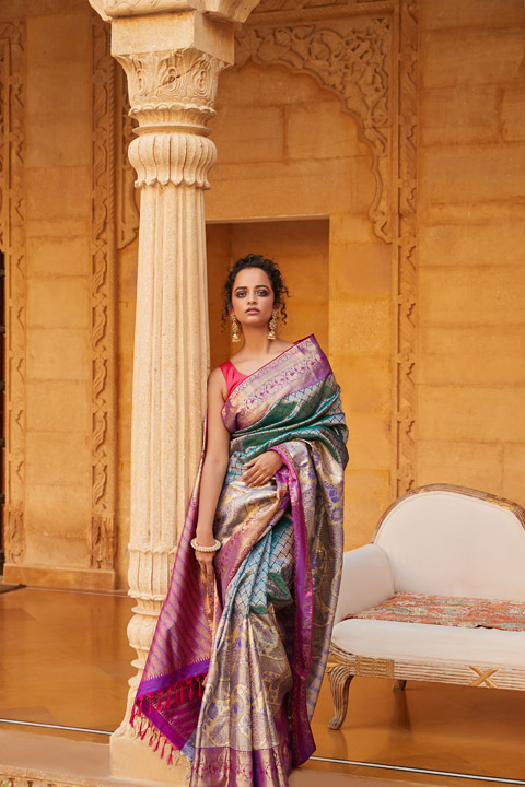Sea Green Silk Saree