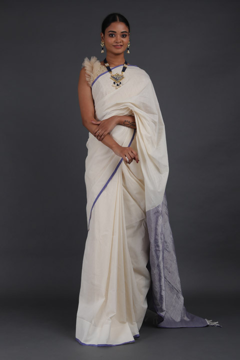 Saree With Striped Pallu