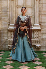 Mint Foil Printed Kali Lehenga2378_video