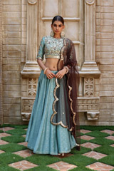 Mint Foil Printed Kali LehengaIMG_0317
