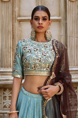 Mint Foil Printed Kali LehengaIMG_0327
