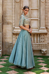 Mint Foil Printed Kali LehengaIMG_0333