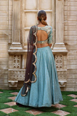 Mint Foil Printed Kali LehengaIMG_0350