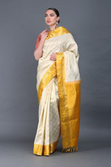 Cream And Golden Silk SareeIMG_6170