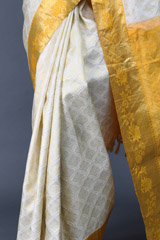Cream And Golden Silk SareeIMG_6171