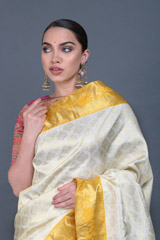 Cream And Golden Silk SareeIMG_6172