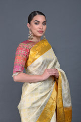 Cream And Golden Silk SareeIMG_6175