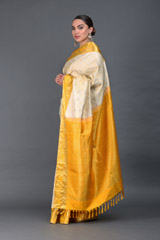 Cream And Golden Silk SareeIMG_6177