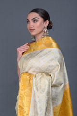 Cream And Golden Silk SareeIMG_6178