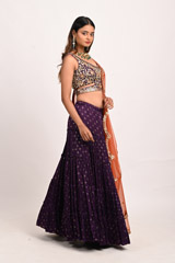 Purple Foil Print LehengaDSC_3376