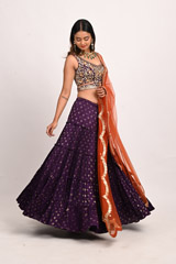Purple Foil Print LehengaDSC_3382