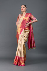 Beige Saree with Pink BorderIMG_6190