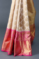 Beige Saree with Pink BorderIMG_6191