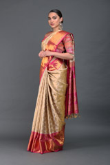Beige Saree with Pink BorderIMG_6196