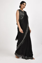 Black Georgette Saree Blouse Set_DSC3245