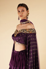 Foil Printed Off-Shoulder LehengaDSC06039