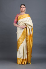 Cream Checkered Silk Saree2387_video