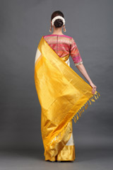 Cream Checkered Silk SareeIMG_6418