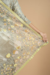 Flower Embroidered Tissue Saree Blouse SetDSC09868