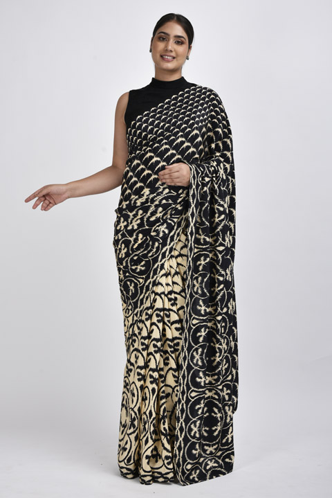 Butterfly Print Saree Blouse Set