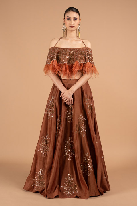 Offshoulder Crop Top And Skirt