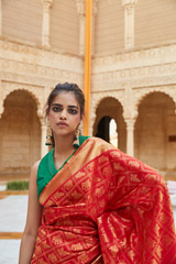 Red Checkered Silk Saree2