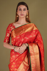 Red Checkered Silk SareeDSC08234