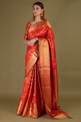 Red Checkered Silk SareeDSC08236